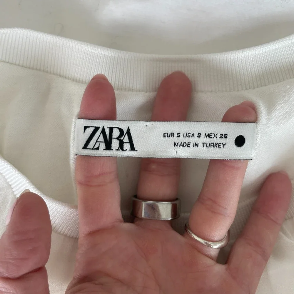 ZARA Flowy Longsleeve Sheer Blouse White Small - Picture 6 of 8